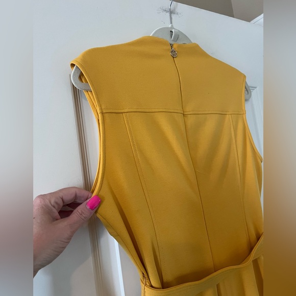 Tommy Hilfiger Rich Yellow Belted Mid Length Dress Women’s size 10 - Picture 3 of 16